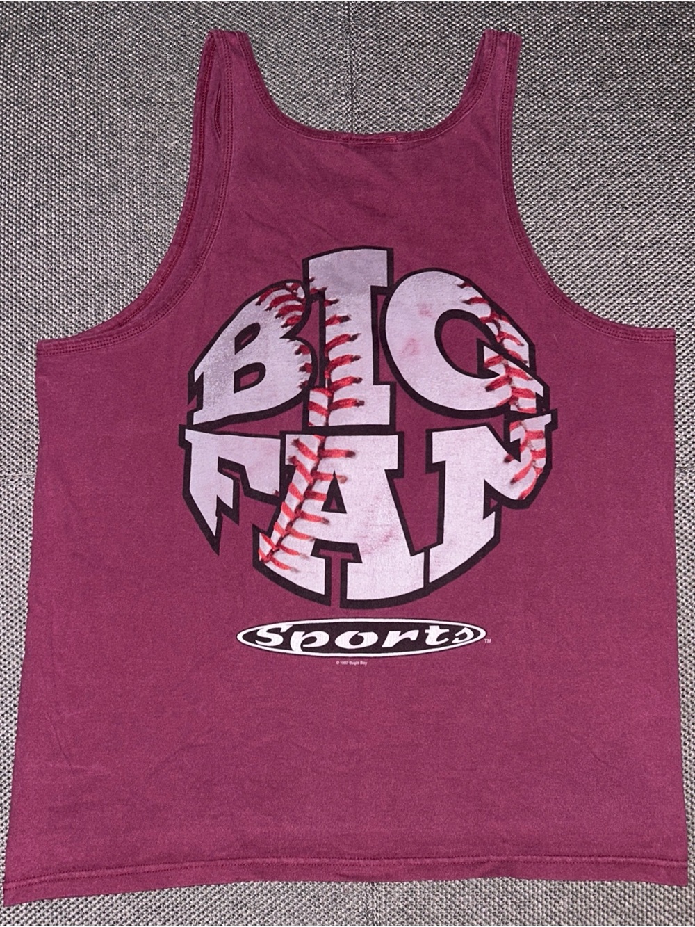 90s Bugle Boy Big Fan Sports Graphic Tank - Maroon